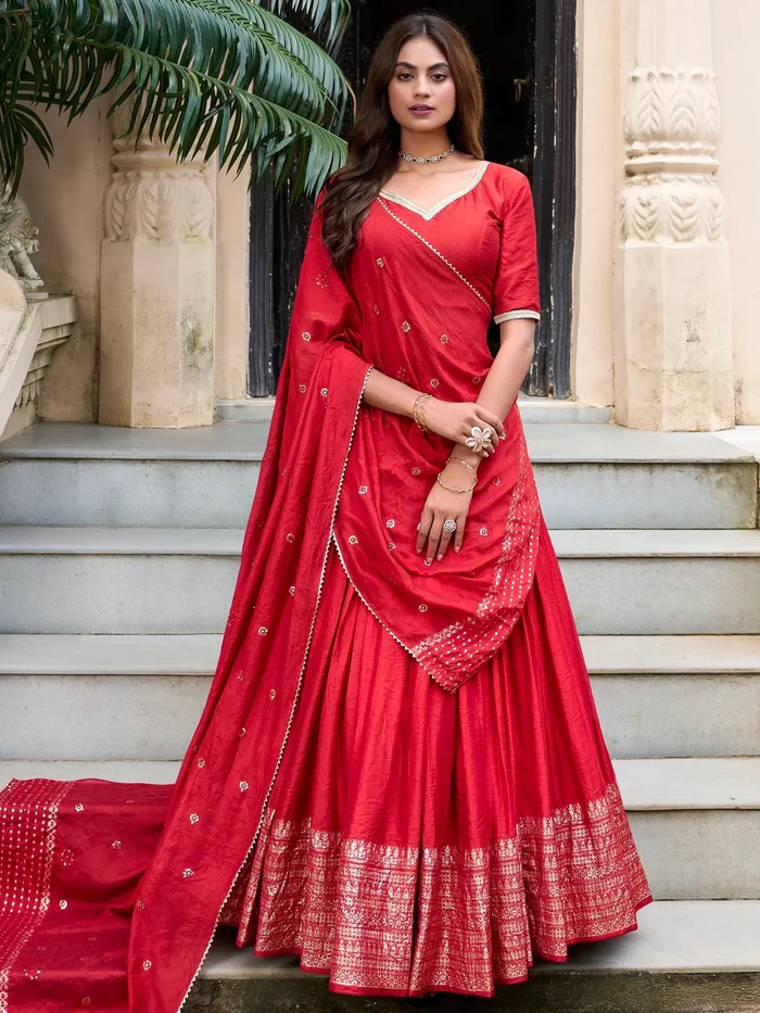 Net Embroidered Lehenga